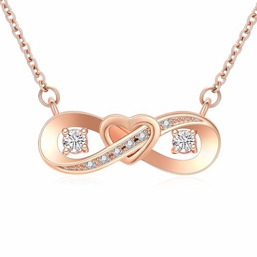 Infinity Love Urn Pendant Stainless Steel Snake Chain Cremation Jewelry for Ashes for Woman Free Filling Tools Include - color: New-Rose Gold-White