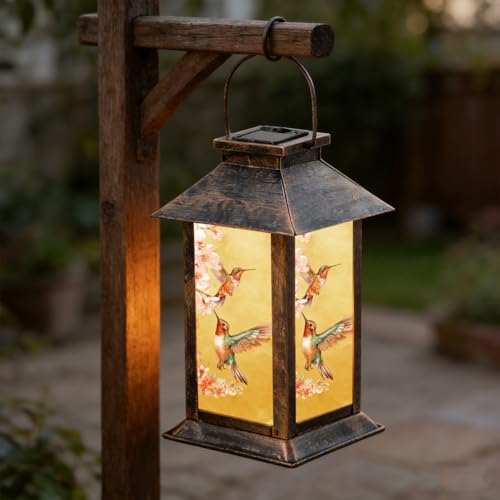 Outdoor Hanging Solar Light Iron Hummingbird Pattern Landscape Light Waterproof Design Perfect for Porch, Garden, Courtyard, and Patio Decor Birthday Gifts for Women Mom and Grandma - style: Hummingbird