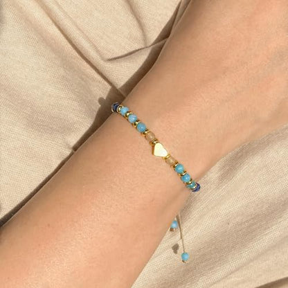 yupoxiu Natural Stone Bracelets - Inspirational Birthday Gifts for Women | Thinking of You & Get Well Soon Gifts for Women, Unique Jewelry Gift for Friend, Sister, Her - style: G-Blue Aventurine & Life
