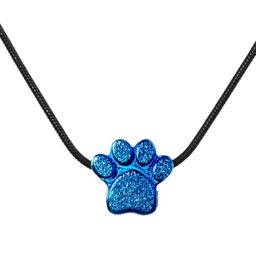 Paw Print Heart Pet Ashes Urn Necklace, Keepsake Pendant-A-Blue - style: A-Blue