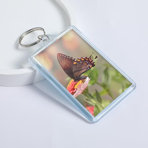 50 PCS Photo Insert Keychains, Acrylic Clear Blank Keyrings Picture Frame Keyring with Split Ring for Personalised Custom and Passport Photo Size, 1.8 Inch by 2.8 Inch