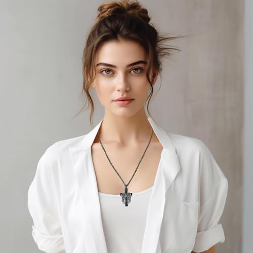 Aniu S925 Sterling Silver Urn Necklace Cremation Jewelry for Ashes - color: Black Cross - A