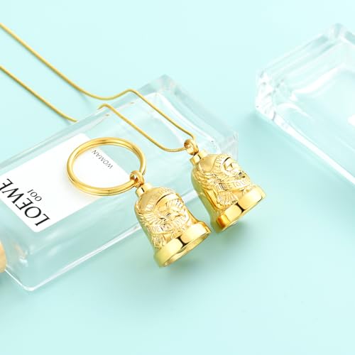 Eagle Love Cremation Keychain Bell Urn Necklaces for Ashes Keepsake Ash Pendant Memorial Urn Keychain Jewelry - color: Gold-2pcs