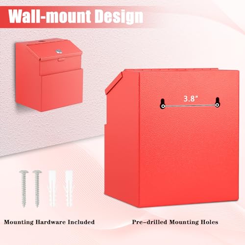 KYODOLED Suggestion Box with Slot and Lock, 50 Suggestion Cards, Red - color: Red-01, size: 8 x 5.7 x 7 Inch