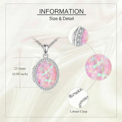 ONEFINITY Locket Necklace Photo Necklace Memorial Jewelry Gifts for Women Mom Wife - color: Pink Opal