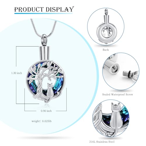 Hearbeingt Tree of Life Cremation Jewelry Paw Print Urn Necklace for Ashes - color: A-Customize