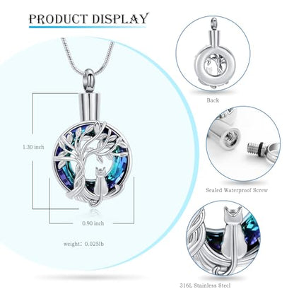 Hearbeingt Tree of Life Cremation Jewelry Paw Print Urn Necklace for Ashes - color: A-Customize