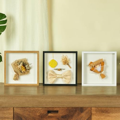 11x11 Shadow Box Frame with Shatterproof Clear Glass & Push Pins - color: Black+foam Back+foam Packaging, size: 11x11