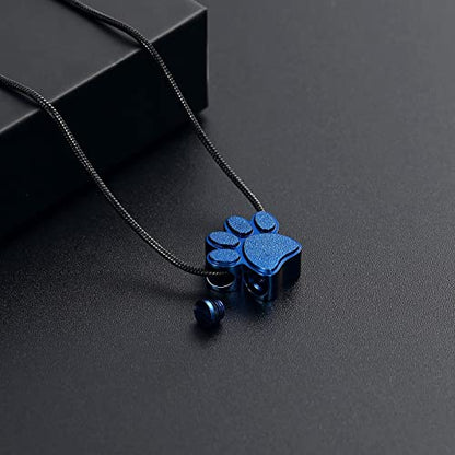 Paw Print Urn Cremation Necklace for Ashes Dog Cat Pet Paw Print Animal Keepsake Memorial Charm Pendant Necklace for Men Women