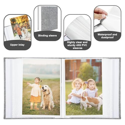 Photo Album 4x6 100 Pockets, Linen Cover Top Loader Vertical, Slip-in Picture Grey Pockets Albums for Wedding, Family, Anniversary, Baby, Vacation - color: Grey, size: 100 Pockets