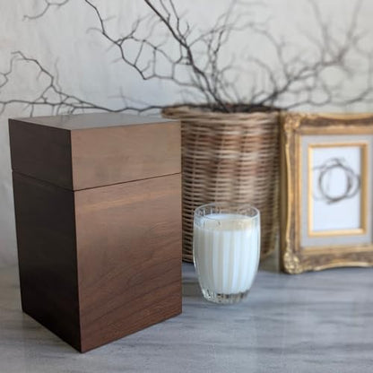 Walnut Wood Cremation Urns for Human Ashes | Large 200 lb Capacity Memorial Box | Handmade Keepsake Urn with Bag & Engraving Plaques |