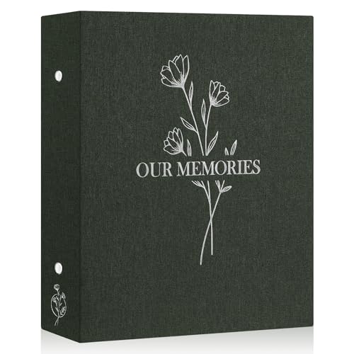 Lanpn Photo Album 4x6 400 Pockets, Linen OUR MEMORIES Hardcover Photo Book Photobook Holds 400 Vertical Pictures Only Green - color: Green, size: 400 Photos