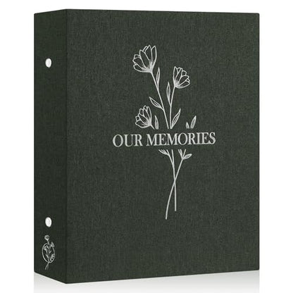 Lanpn Photo Album 4x6 400 Pockets, Linen OUR MEMORIES Hardcover Photo Book Photobook Holds 400 Vertical Pictures Only Green - color: Green, size: 400 Photos