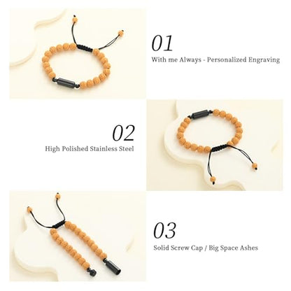 Oinsi Lava Rock Bracelet With Tube Memorial Urn Jewelry For Ashes Of Loved Ones Keepsake Cremation Bracelet Women Men Adjustable Length - color: Yellow