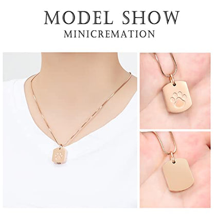 Minicremation Personalized Cremation Jewelry Urn Necklace for Ashes Paw Print Memorial Ash Jewelry Cremation Jewelry Ashes Keepsake Necklace for Women & Men - color: Rose Gold