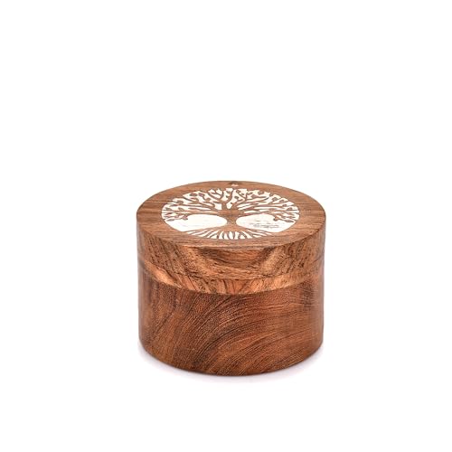 Samhita Wooden Tree of Life Keepsake Box for Human & Pet Ashes - Cat & Dog Urn (3.5" x 3.5" x 2.5")