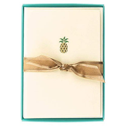 Graphique Pineapple La Petite Presse Boxed Notecards - 10 Embellished Gold Foil Pineapple Blank Cards with Matching Envelopes, 3.25" x 4.75" - color: Pineapple