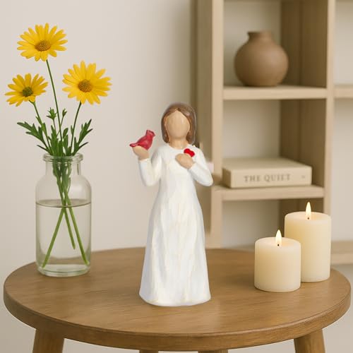 Cardinal Gifts for Women Red Cardinal Decor Girl Figurine Sympathy Gifts for Loss of Loved One Grief Gifts for Women Memorial Gift Resin Home Decor Sculpted Hand-Painted Angel Figurine Gift - style: Style 1