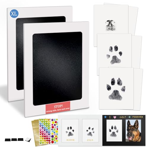 MYPAWLETS Inkless Pet Paw Print Kit,Dog&Cat Pawprint Ink Pads,2 Pack XL | Clean Touch,Mess-Free Ink Pads,Pet Safe,Dog Nose Prints,Clear Instructions,Pet Keepsakes,Ideal Gift for Pet Lovers,Dog Mom - size: Large (2 Pack)