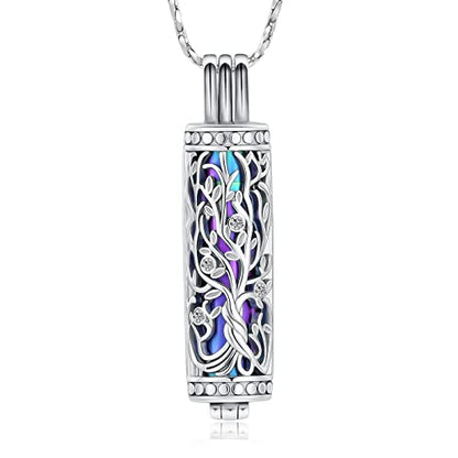 Imrsanl Cylinder Cremation Urn Necklace for Ashes of Loved One - color: Tree-Colorful
