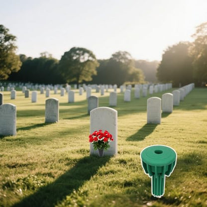 Cemetery Vase Rubber Inserts, Silicone Secure Flowers Holder for Headstone 2 Packs, Green - color: Green