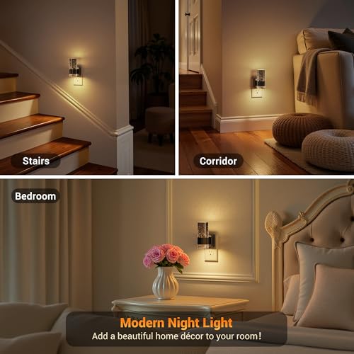 JandCase Night Lights Plug into Wall - color: Black Ring-3000K, size: 1 Pack