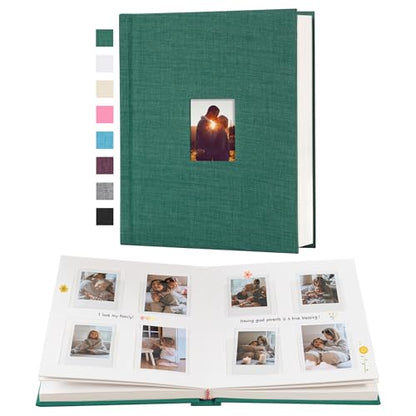 Instax Mini Photo Album with Writing Space, 112 Pockets, Green | Compatible with 2x3 inch & Polaroid Pictures, Recessed Clear Pockets, Wedding Guest Book and Family Memories - color: Green, size: 112 Pockets