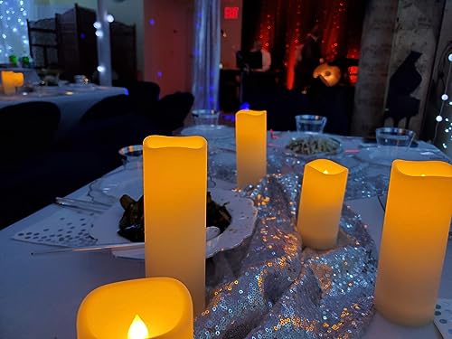 YIWER Plastic Waterproof Flameless Candles Set of 24: Battery Operated Candles Ivory Flickering Pillar Candles Include 4"/5"/6"/7" with 10-Key Remote 2/4/6/8H Timer Function - color: D2.2"-Waterproof, size: 24PCS
