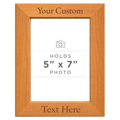 Personalized Add Your Custom Text Hanging/Tabletop Wall Natural Alder Wood Picture Photo Frame Customizable (5x7-inch Vertical) - size: 5x7-inch Vertical