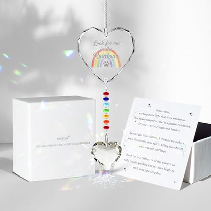 Hegelda Pet Memorial Gifts for Dogs Cats Crystal Suncatcher Ornaments | Pet Rainbow Bridge Sympathy Gifts for Loss of Dog Cat, Thoughtful Dogs and Cats Remembrance "Look for me in the Rainbows" - style: Dog/Cat