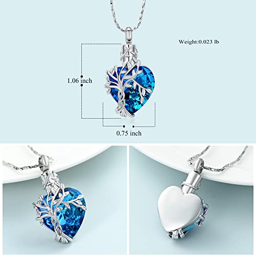 Imrsanl Tree of Life Heart Urn Necklace Cremation Jewelry for Women - color: Customize-2