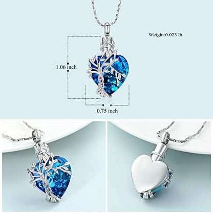Imrsanl Tree of Life Heart Urn Necklace Cremation Jewelry for Women - color: Customize-2