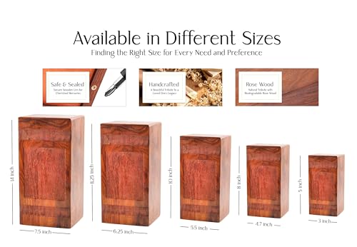 Palm Trees - Wooden Urn - Memorial Urns for Mom & Dad - 10X5.5 Inch - 180 Cubic Inches - Burial Urns for Human Ashes - Human Remains Urn - Burial Urns for Male & Female - Large Cremation Urns