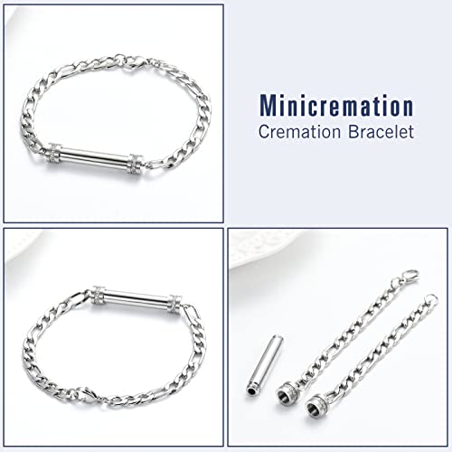 Cylinder Cremation Bracelet for Ashes Urn Jewelry Stainless Steel Memorial Keepsake Urn Bracelet Bangle Ashes Holder - color: Silver
