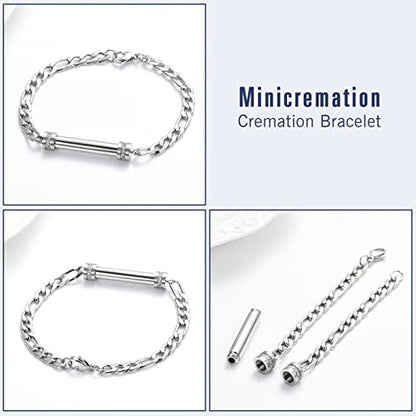 Cylinder Cremation Bracelet for Ashes Urn Jewelry Stainless Steel Memorial Keepsake Urn Bracelet Bangle Ashes Holder - color: Silver