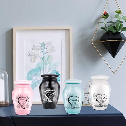 4PCS Ceramic Urns for Ashes, Small Memorial Keepsake Set, Tree of Life | Handcrafted Ceramic, Secure Lid, Compact 2.75" Size, Sharing Set, Filling Spoon & Presentation Box Included