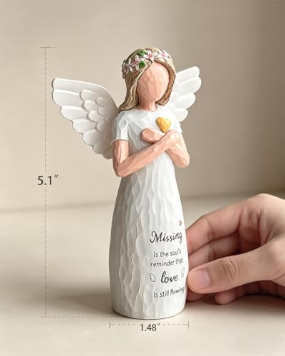 Sympathy Gifts for Loss of Loved One, 5.1” Remembrance Angel Figurines, Memorial Gifts for Loss of Mom Dad, Resin Sculpted Hand-Painted Figure Miscarriage Bereavement Gift