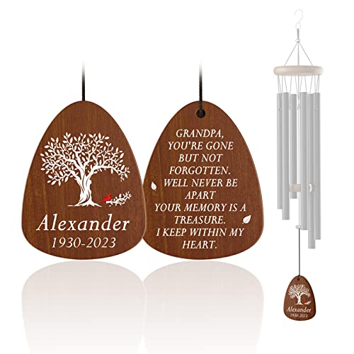 Bemaystar Personalized Memorial Wind Chime - Sympathy Gifts for Loss of Loved one Custom Memorial Gifts Wind Chimes Kits Wind Spinner Tail Clapper for Loss of Grandpa - color: Grandpa
