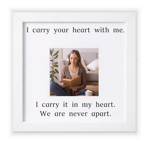 THYGIFTREE Sympathy Gifts for Loss of Mom Daughter - Memorial Picture Frame for Best Friend - I Carry Your Heart With Me Poem Bereavement Gift - Literary Poetry Decor for Bedroom Vanity & Home