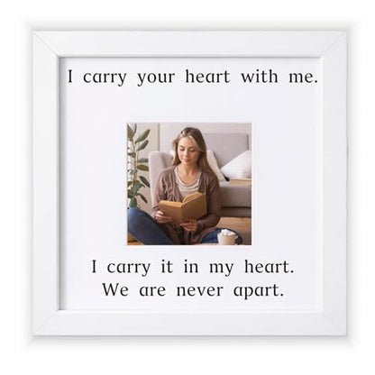 THYGIFTREE Sympathy Gifts for Loss of Mom Daughter - Memorial Picture Frame for Best Friend - I Carry Your Heart With Me Poem Bereavement Gift - Literary Poetry Decor for Bedroom Vanity & Home