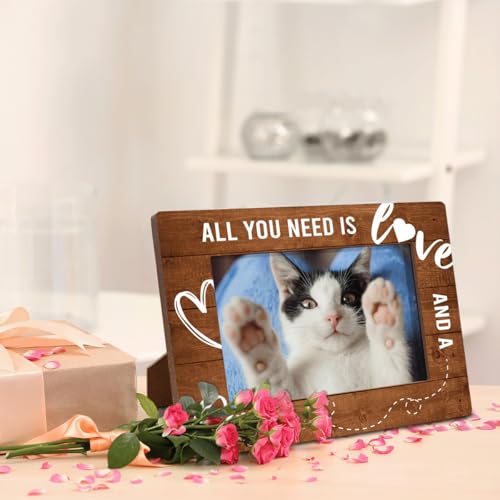 Cat Wooden Picture Frame, All You Need is Love and A Cat, Loss Sympathy Gift for Dog Cats Lovers Owners, Cats Memorial Picture Frame, Pet Memorial Gifts, Christmas Gift 7.9 * 5.7inches - color: Style 8