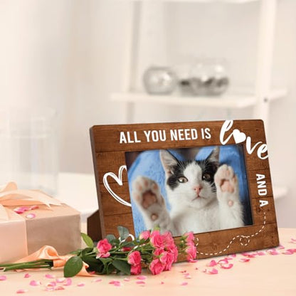 Cat Wooden Picture Frame, All You Need is Love and A Cat, Loss Sympathy Gift for Dog Cats Lovers Owners, Cats Memorial Picture Frame, Pet Memorial Gifts, Christmas Gift 7.9 * 5.7inches - color: Style 8