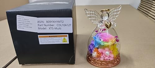 Preserved Real Rose in Glass Angel Figurine with LED Light, Angel Gifts for Women, Mom, Grandma on Mother's Day Christmas Birthday (Multicolor) - color: Multicolor