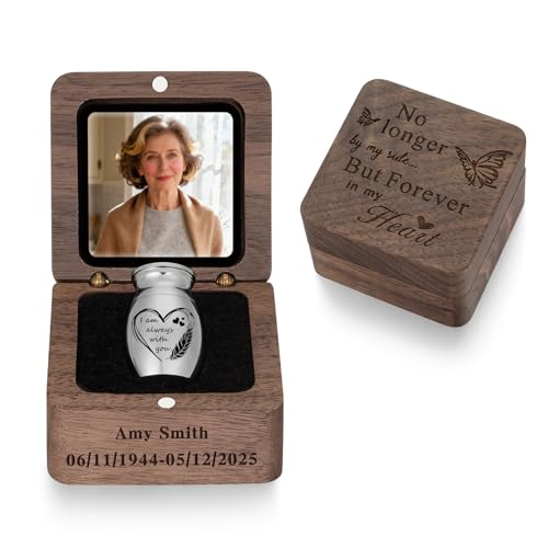 SOITIS Customized Small Urns for Human Ashes Keepsake 1.2 Inches Stainless Steel Mini Urns for Ash Square Box Tiny Cremation Urns for Women Men Funeral Keepsake Urn - color: Square Box B-custom