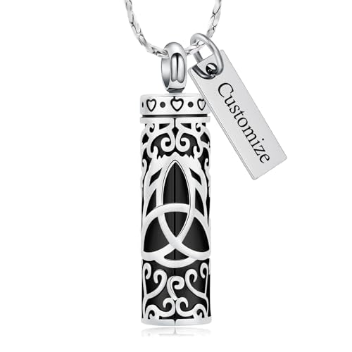 Imrsanl Celtic Knot Cremation Jewelry for Ashes Stainless Steel Cylinder Urn Necklace Memorial Pendant Human Pet Ashes Holder Keepsake for Women Men - color: Customize