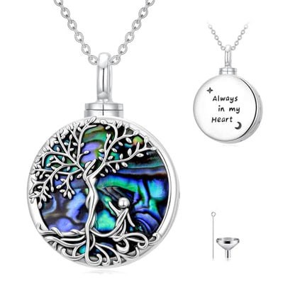 WINNICACA Cremation Jewelry for Ashes Locket Ashes Necklace Urn Necklace for Women Sterling Silver Cremation Necklace for Ashes Fine Keepsake Picture Necklace Memorial Jewelry - style: Round Urn Necklace