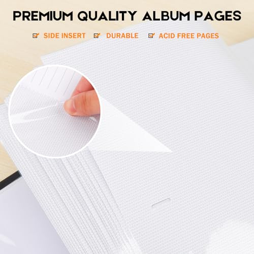 Aevdor 5x7 Photo Album, 240 Photos, Writing Space, Linen Cover, Black - color: Black