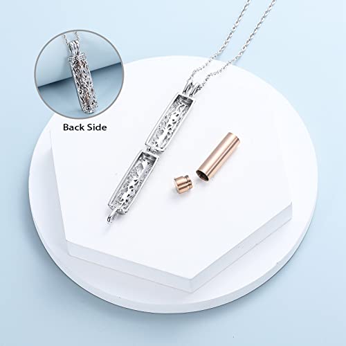 shajwo Cylinder Cremation Jewelry Tree of Life Urn Ashes Necklace for Women Men Vial Cremation Ash Pendant Loved One Memorial Jewelry - color: Rose Gold