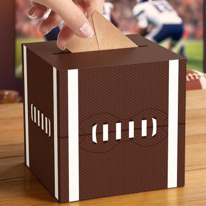 Hxezoc Football Card Box Sports Party Favors Post Box Cardboard Receiving Money Holder for Football Theme Wedding Reception, Baby Showers, Anniversary, Birthday Party, Table Centerpiece Decorations - style: Football