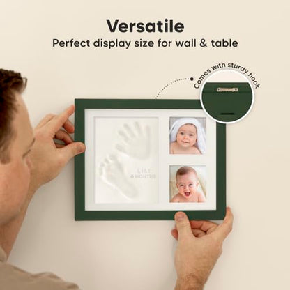 Baby Hand and Footprint Kit,Quick Dry Clay Baby Footprint Kit(Hunter Green) | Pets Paw Kit, Newborn Keepsake Picture Frame for Boys, Girls, Personalized New Mom Gifts for Shower & Registry, Grandparents - color: Hunter Green